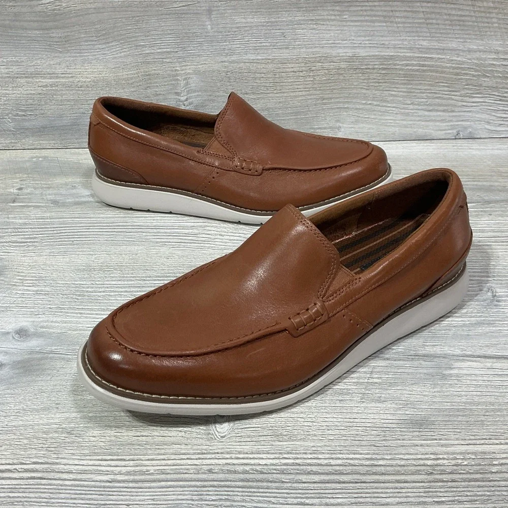 Rockport Men's Size 9 M Total Motion Craft Venetian Leather Loafer Cognac CJ1330